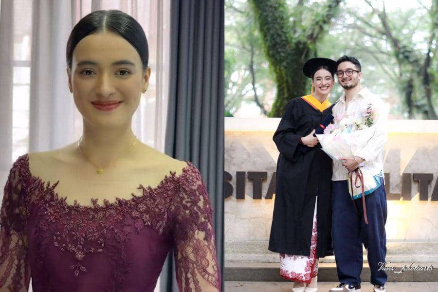 Gaya Mawar Eva saat Wisuda, Pakai Kebaya Burgundy yang Manis!