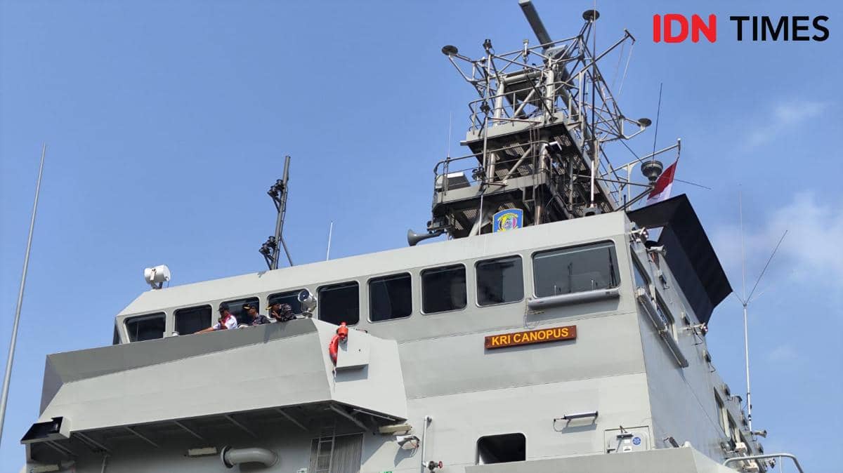 Penyambutan kedatangan KRI Canopus-936 di Dermaga Kolinamil, Tanjung Priok, Jakarta Utara, Senin (11/5/2026).