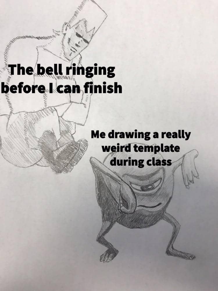 meme kartun tentang momen di kelas