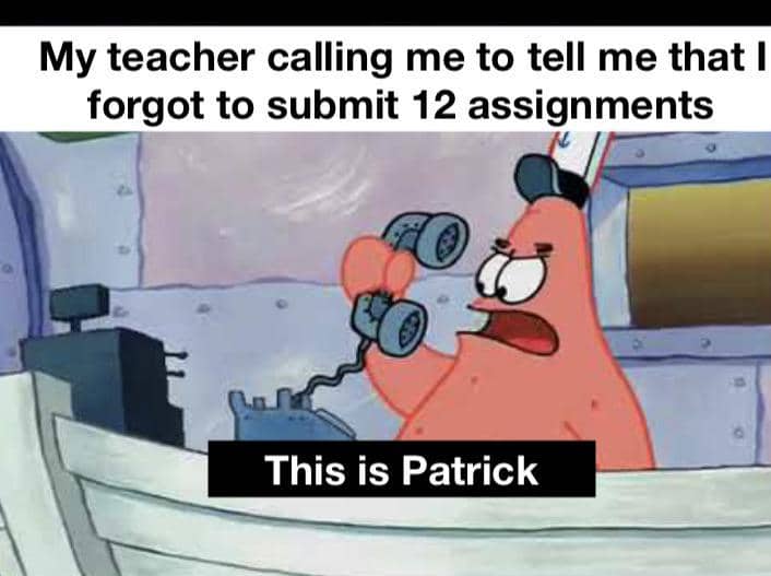 meme SpongeBob tentang tugas