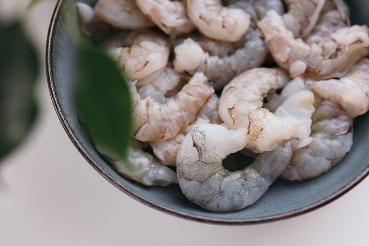 ilustrasi tekstur daging udang masih segar 