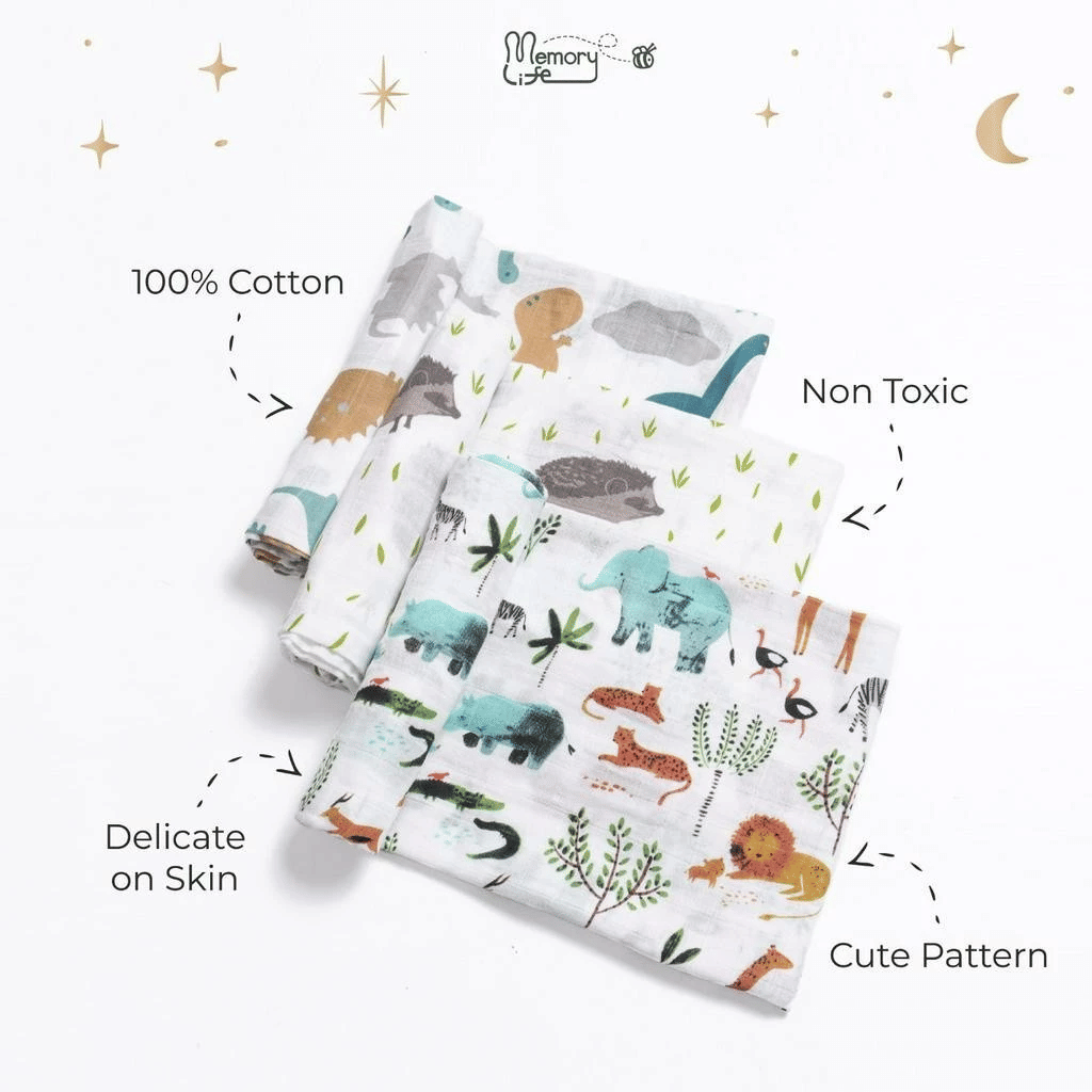 MemoryLife - Premium Baby Muslin Blankets Swaddle