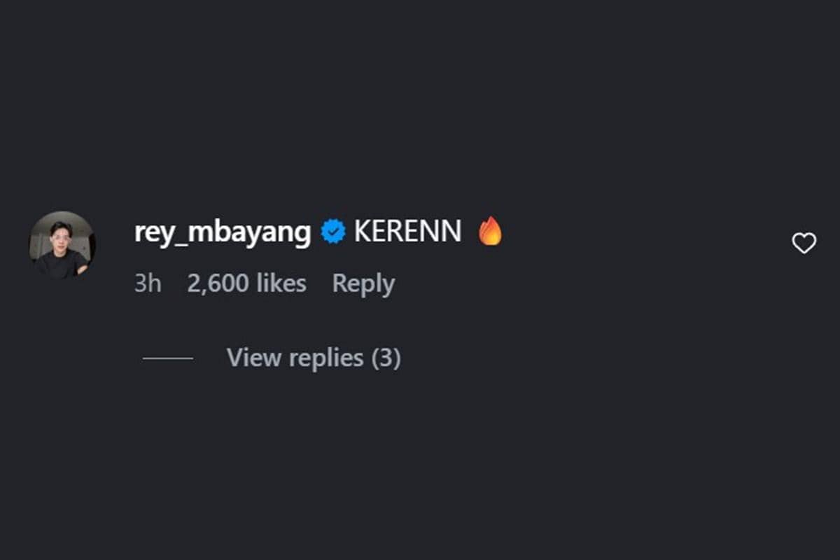 Tangkapan layar komentar akun Instagram terverifikasi dengan tulisan 'KERENN' dan emoji api yang mendapat ribuan suka.