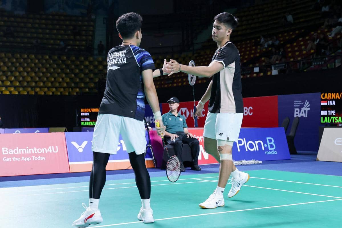 Leo Rolly Carnando/Daniel Marthin memetik kemenangan dalam laga comeback di 32 besar Thailand Open 2026 (dok.PP PBSI)