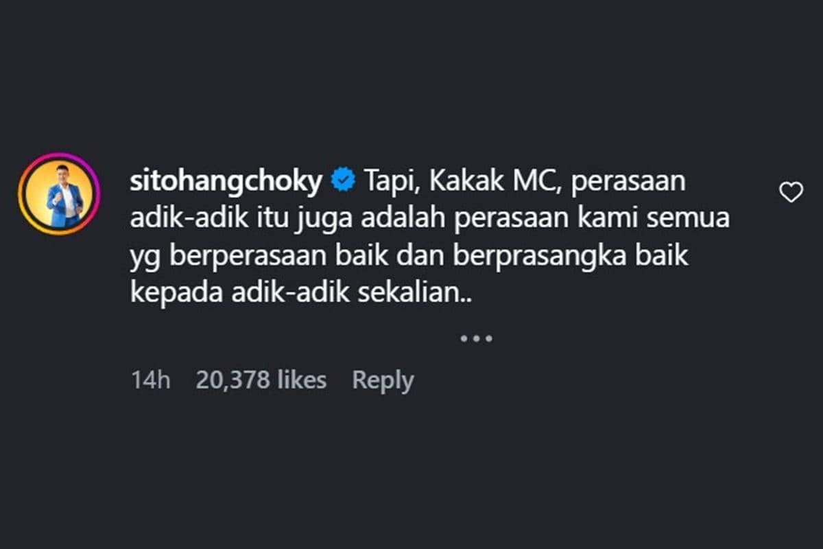 Tangkapan layar unggahan Instagram akun sitohangchoky yang berisi dukungan kepada peserta cerdas cermat MPR RI, Josepha Alexandra.