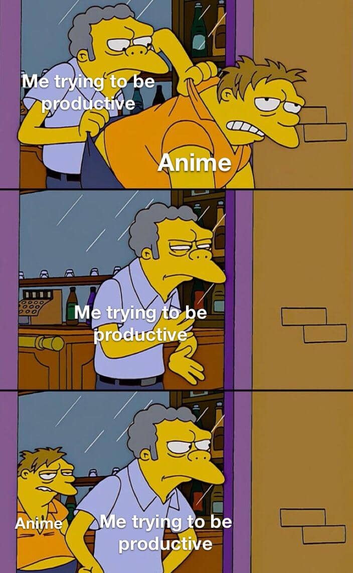 meme anime tentang niat produktif