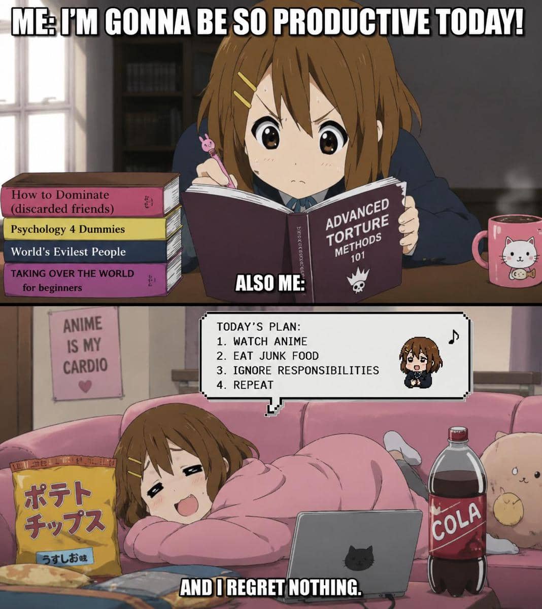 meme anime tentang niat produktif