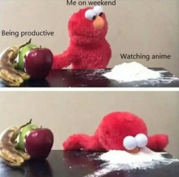 meme anime tentang niat produktif