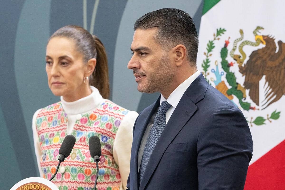 Presiden Meksiko Claudia Sheinbaum dan Menteri Keamanan Meksiko Omar Garcia Harfuch
