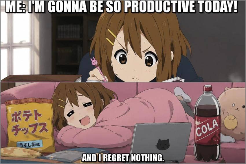 8 Meme Anime tentang Niat Produktif, Cuma Omon-Omon!