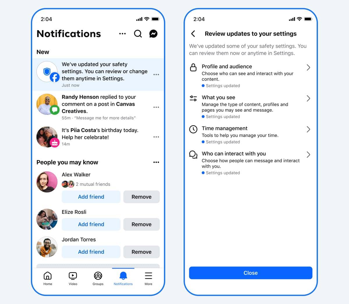 Notifikasi perlindungan pengguna yang muncul di Instagram