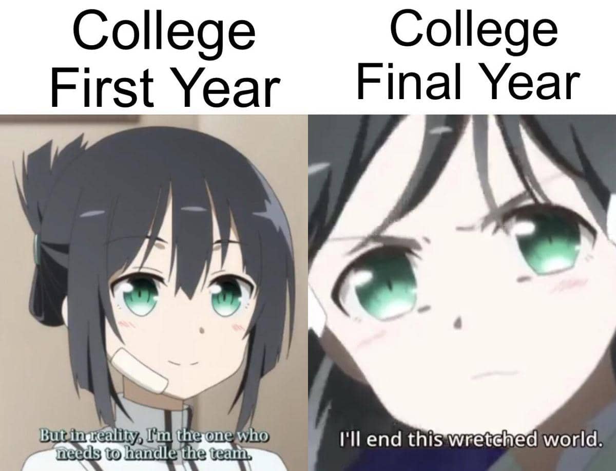 meme anime tentang anak kuliahan