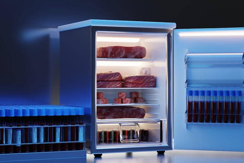 ilustrasi daging di dalam freezer
