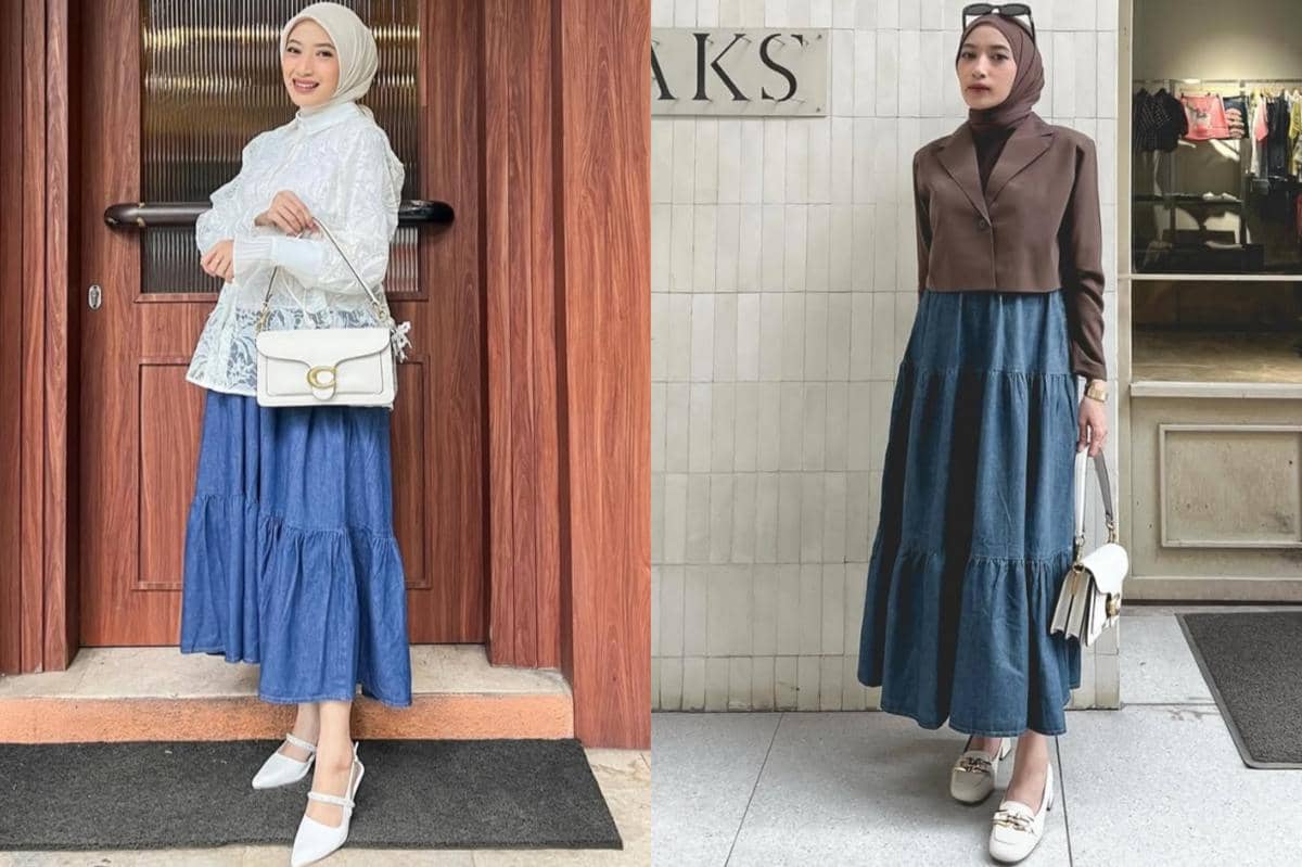 7 Ide Padu Padan Rok Denim ala Rafika Rahma, Timeless!