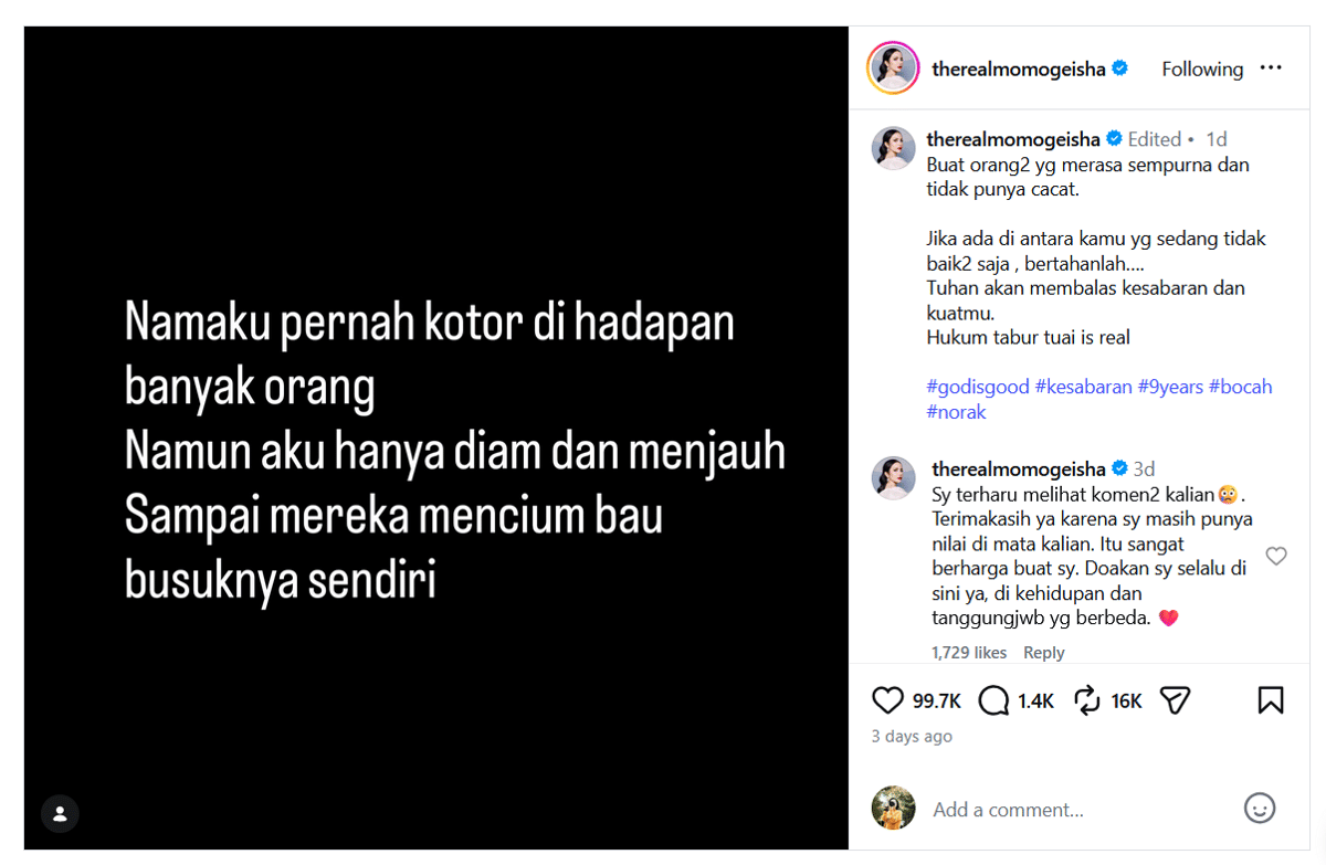 Unggahan Momo Geisha curi perhatian 