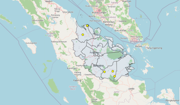 Ringkasan hotspot di Provinsi Riau hari ini