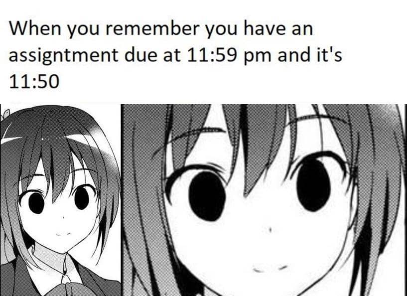 8 Meme Anime tentang Tugas, kok Bisa Numpuk Begini?
