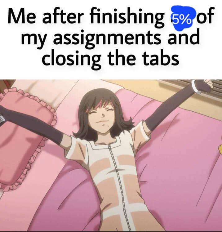 meme anime tentang tugas