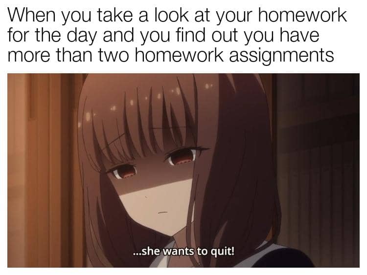 meme anime tentang tugas