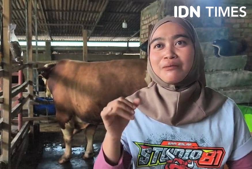 Yunita Sari, Peternak Sapi Arjuna hewan kurban Presiden Prabowo Subianto dari Sukarami Palembang (IDN Times/Feny Maulia Agustin) 