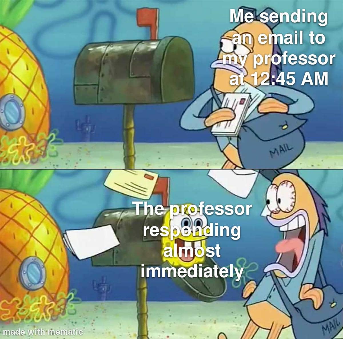 meme SpongeBob tentang dosen