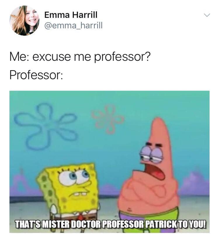meme SpongeBob tentang dosen