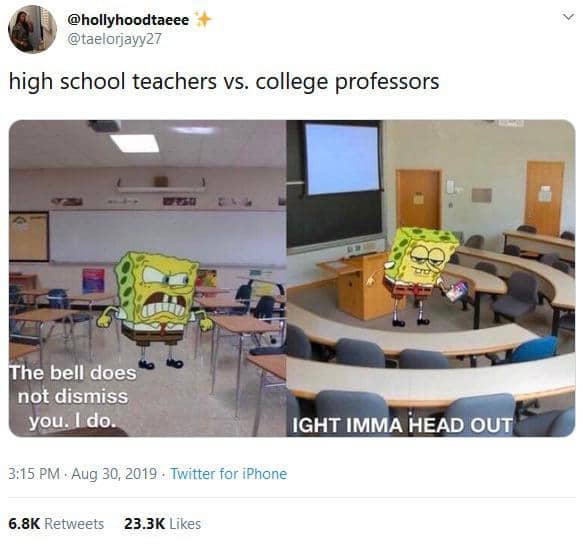 meme SpongeBob tentang dosen