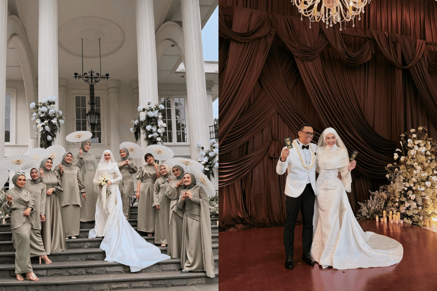 8 Dekorasi Pernikahan Indah Nada Pupista, Spot Foto ala Mansion Megah