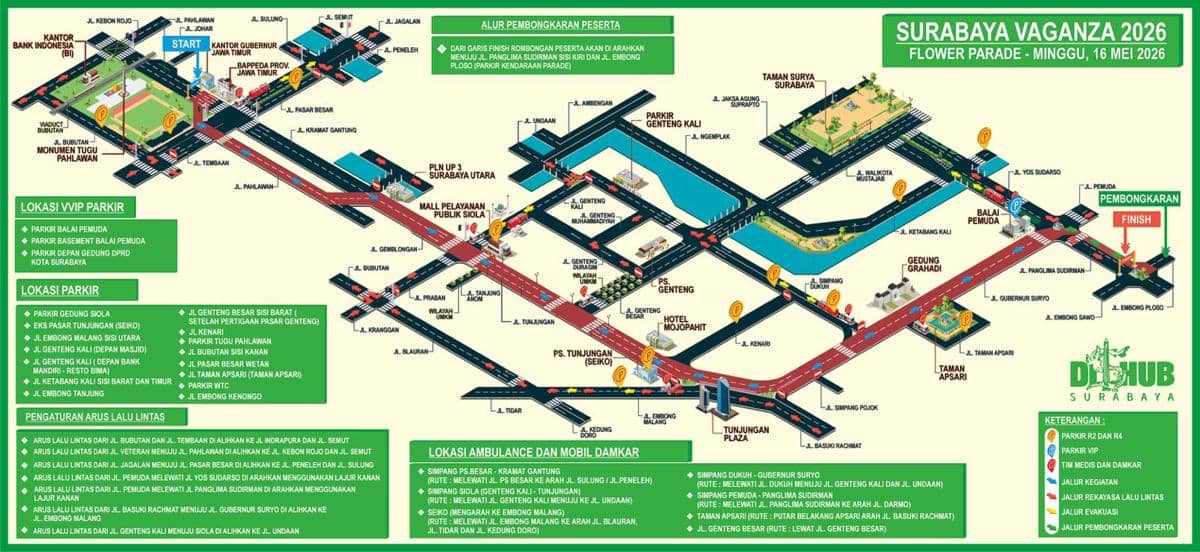 Surabaya Vaganza 2026,  Ini 15 Titik Parkirnya