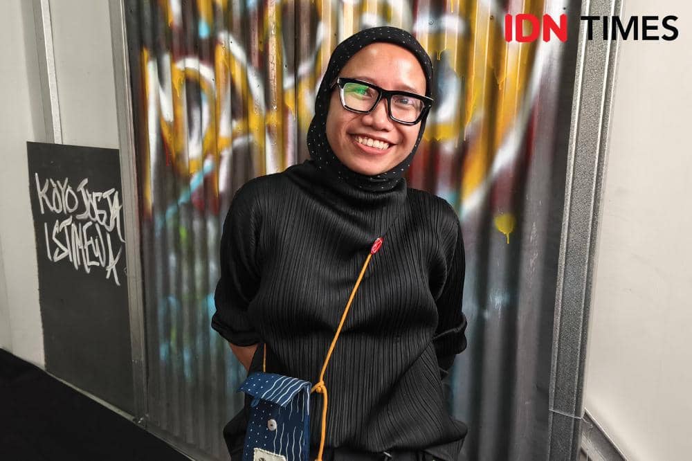 Potret Ririe Cholid usai wawancara eksklusif di Mabes Balker Baru, Kabupaten Bantul, Daerah Istimewa Yogyakarta, Selasa (12/5/2026)