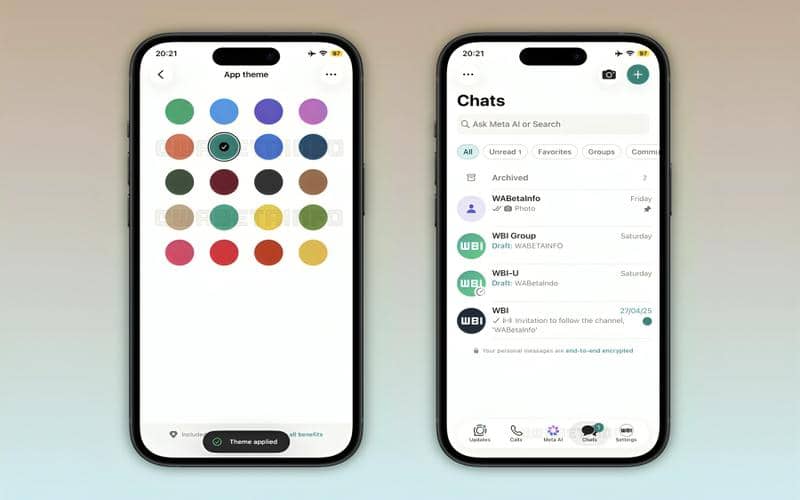 fitur kustomisasi tema di WhatsApp Plus