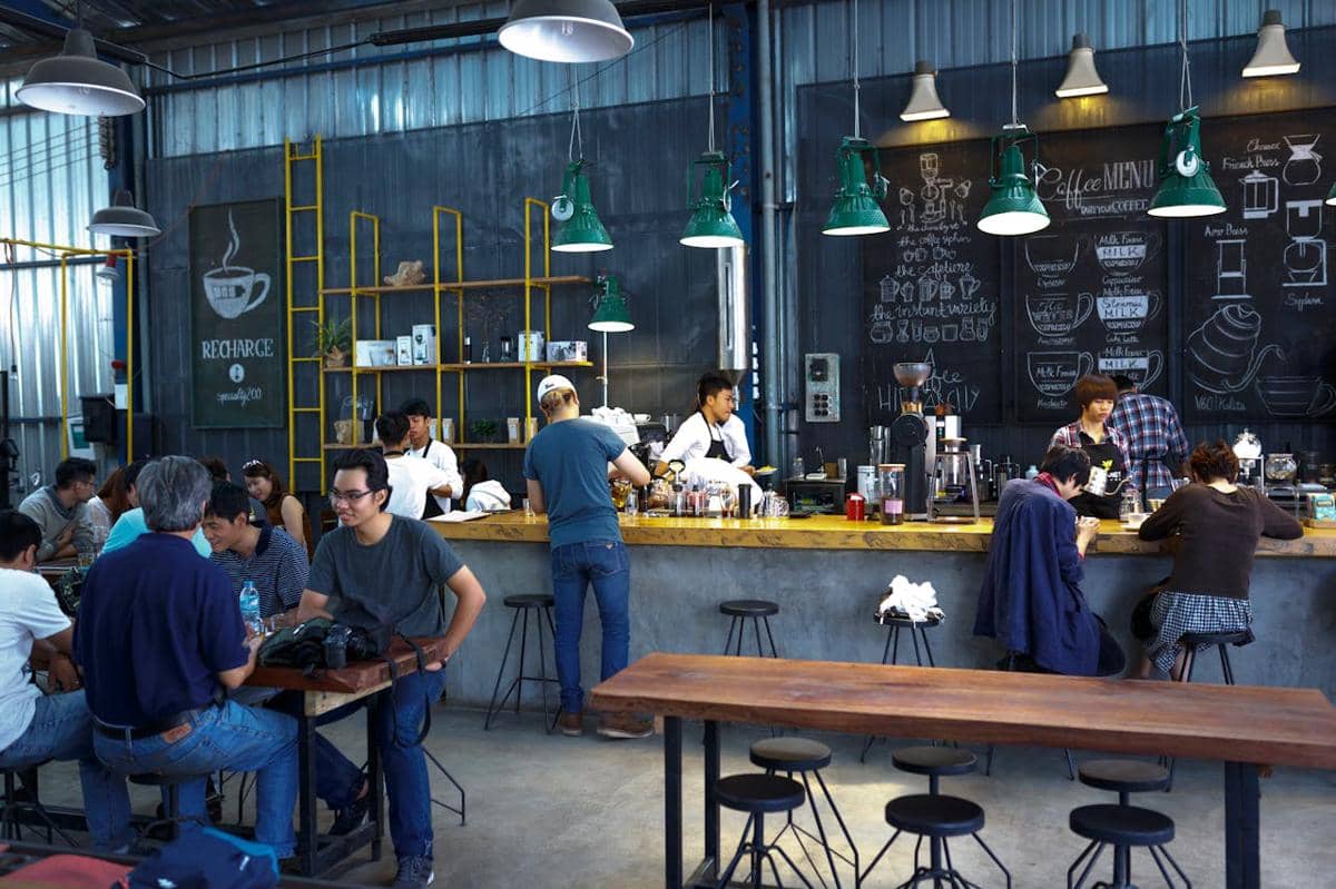 ilustrasi bisnis kafe industrial