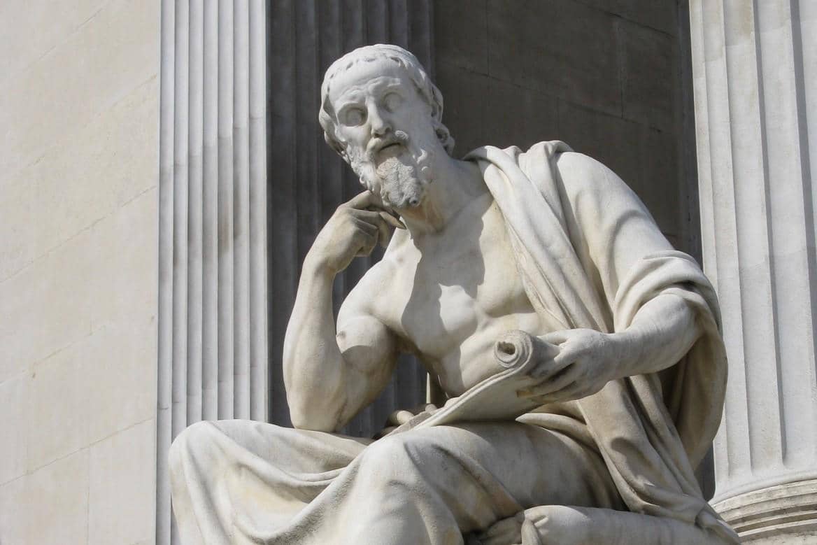 Ilustrasi patung Herodotus