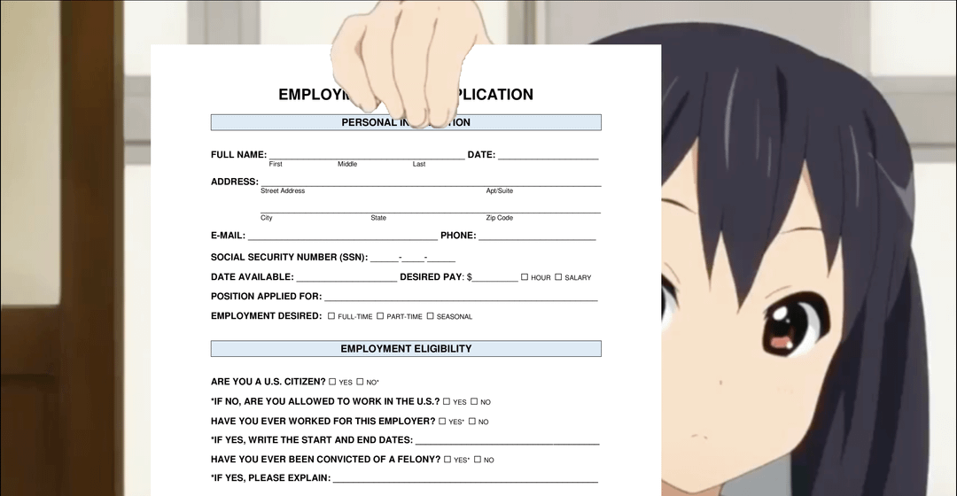 meme anime tentang melamar kerja