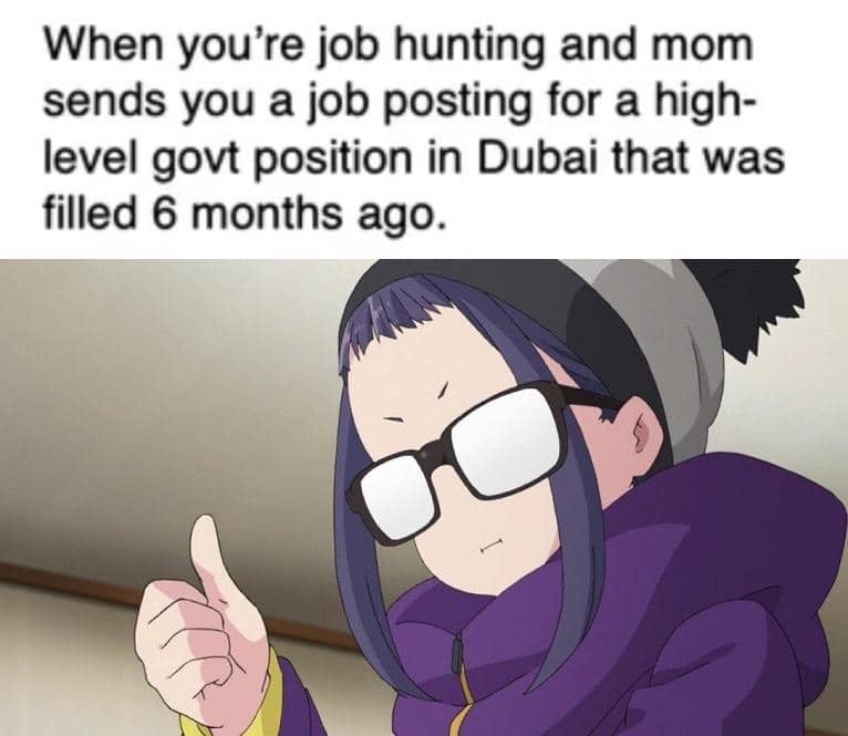 meme anime tentang melamar kerja