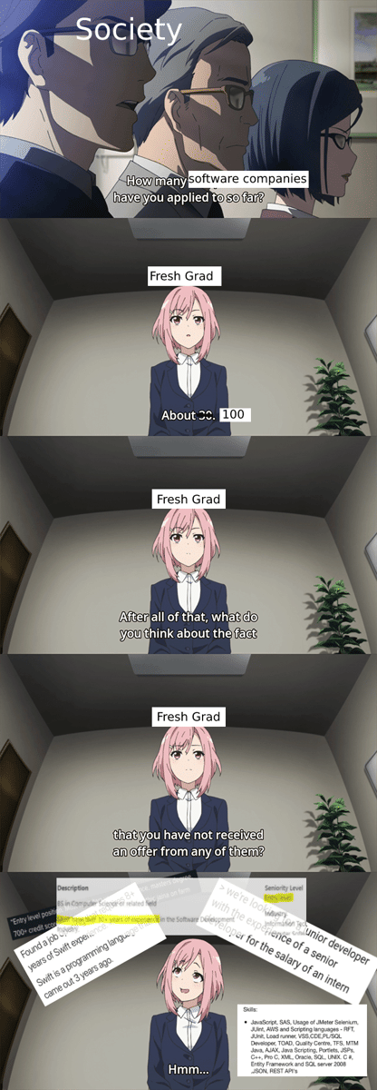 meme anime tentang melamar kerja