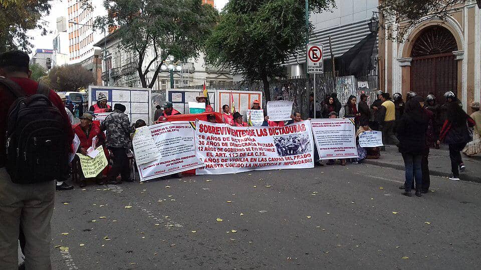suasana demonstrasi di La Paz, Bolivia
