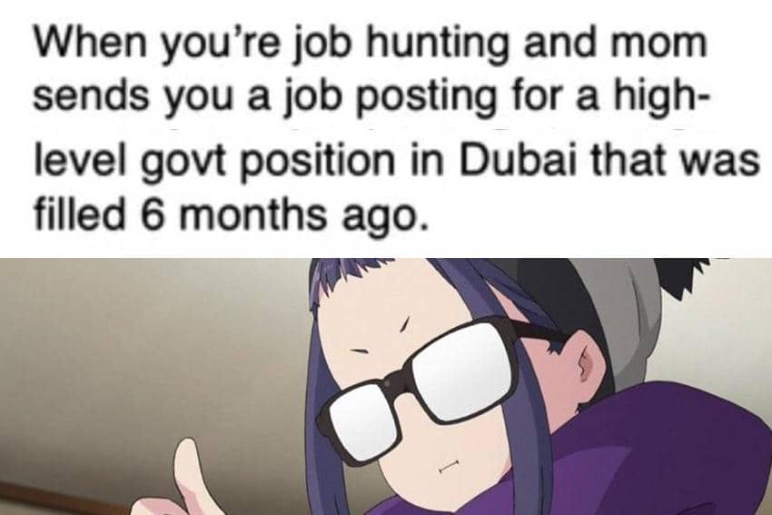 8 Meme Anime tentang Melamar Kerja, Dikasih Lowongan 6 Bulan Lalu?