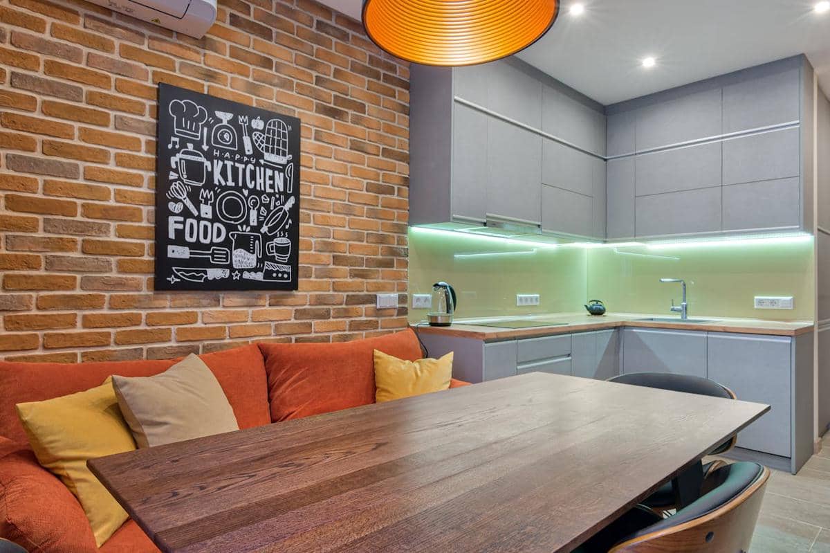 ilustrasi interior area makan gaya natural modern