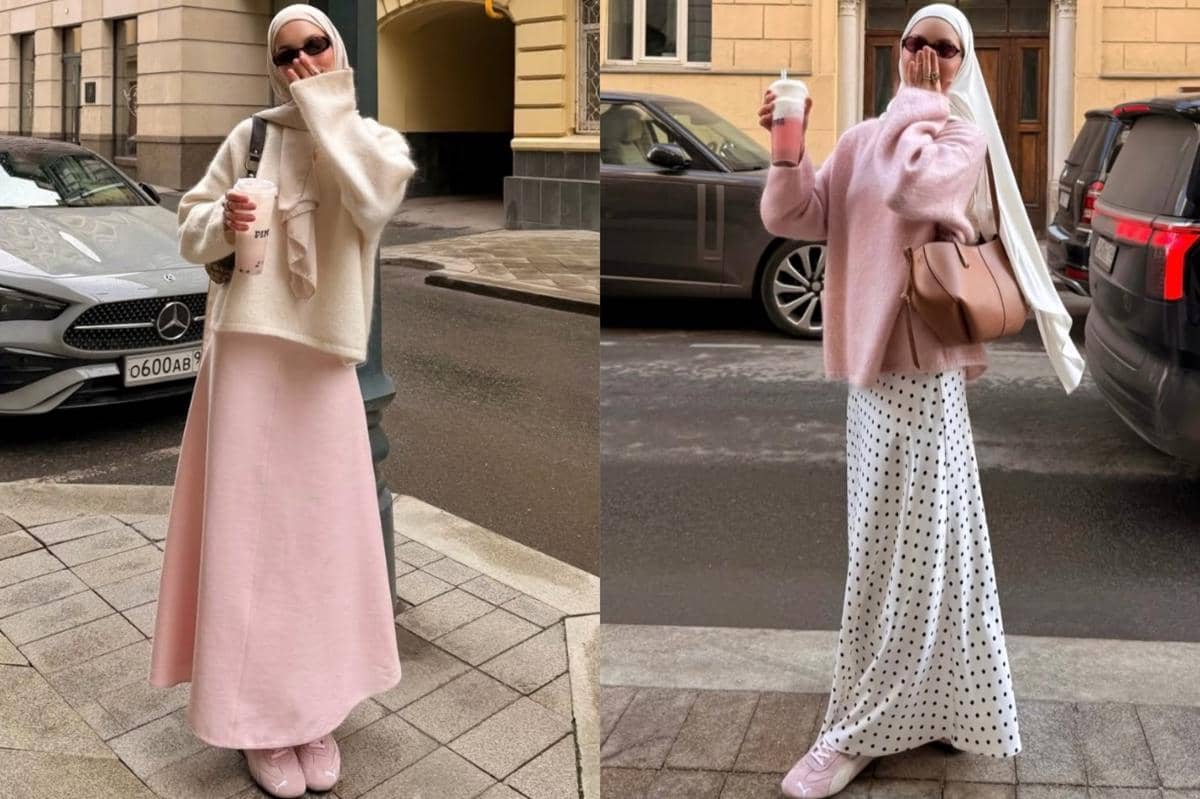 7 Ide Padu Padan Sweater dan Rok ala Alyona Tata, Look-nya Cozy!