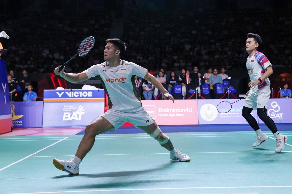 Leo Rolly Carnando/Daniel Marthin di laga final BWF Super 500 Thailand Open 2026. 