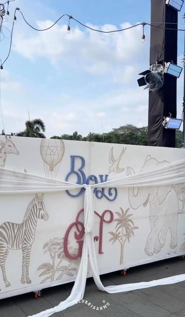 dekorasi gender reveal Nanda Arsyinta