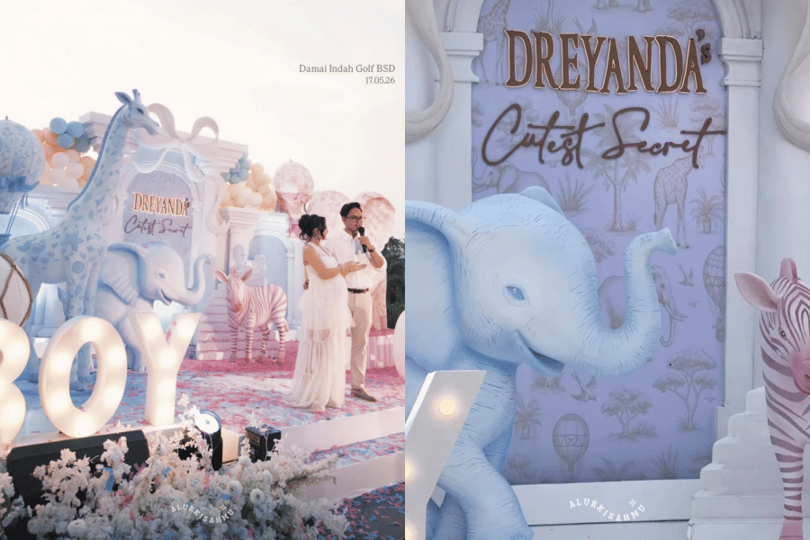 7 Dekor Gender Reveal Nanda Arsyinta Sambut Bayi Kembar, Ada Replika Hewan!