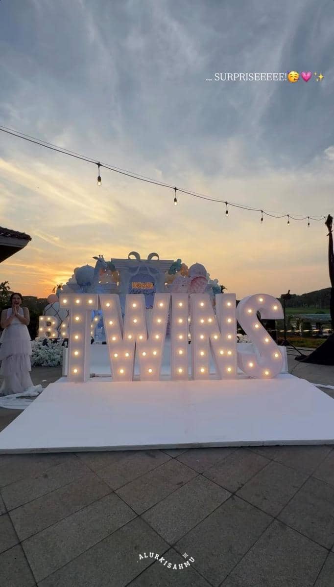 dekorasi gender reveal Nanda Arsyinta
