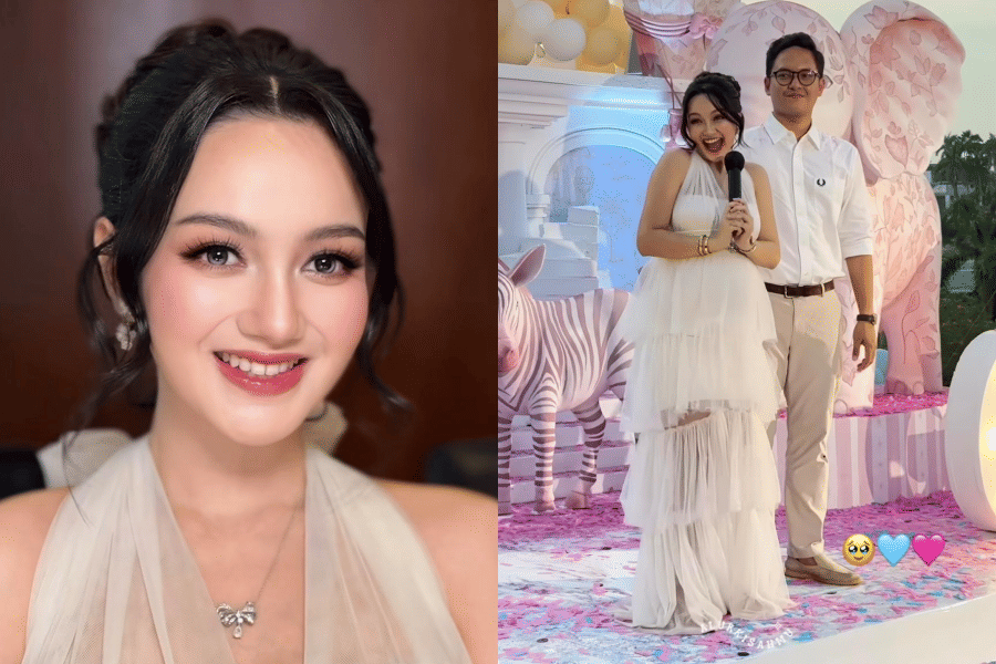7 Gaya Nanda Arsyinta saat Gender Reveal Kehamilan Kedua, Elegan!