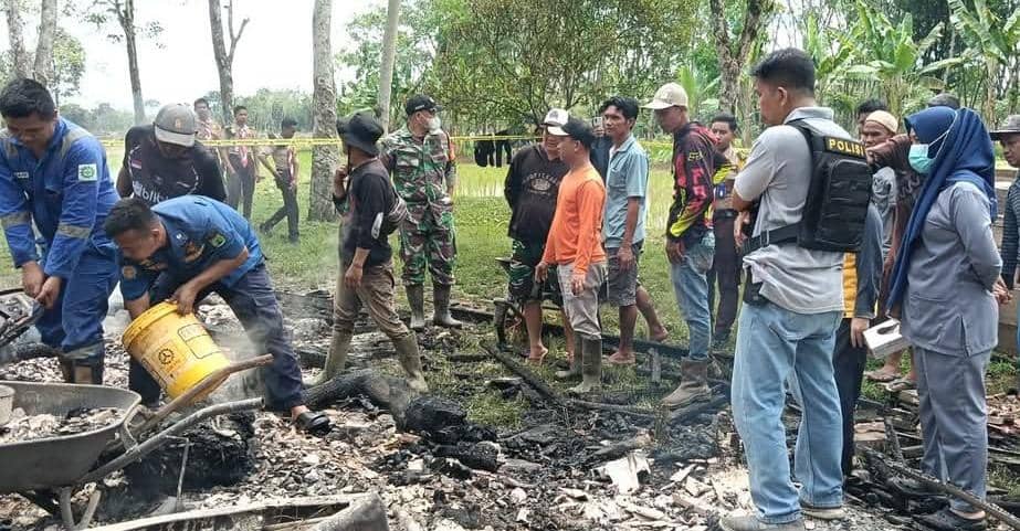 Kondisi kebakaran rumah di Desa Kasmaran Kabupaten Muba.