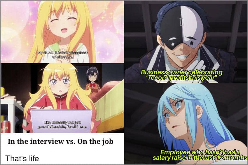 8 Meme Anime tentang Karyawan, Rawan Ketemu Pelanggan Resek