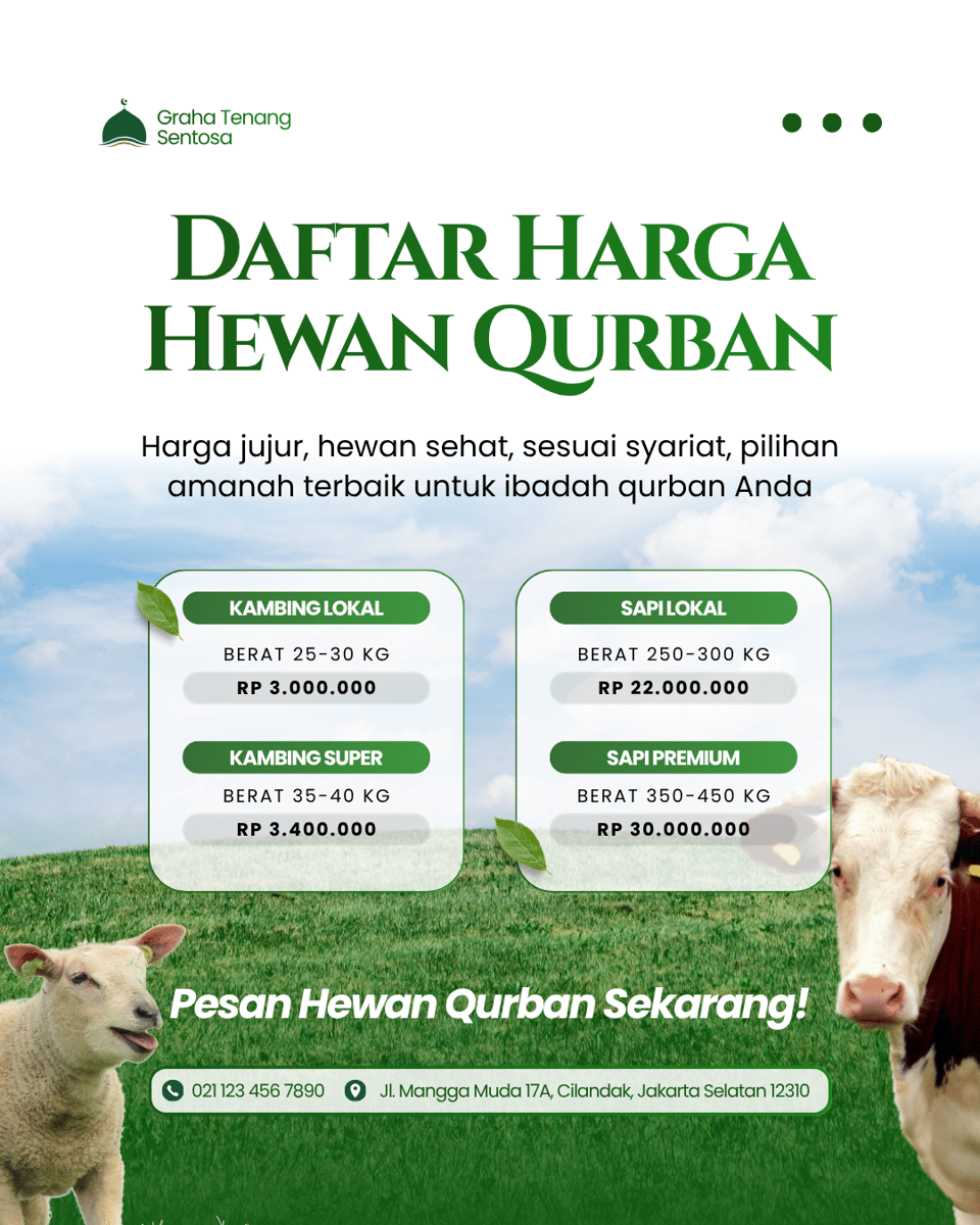 Contoh poster Qurban 2026 untuk media sosial