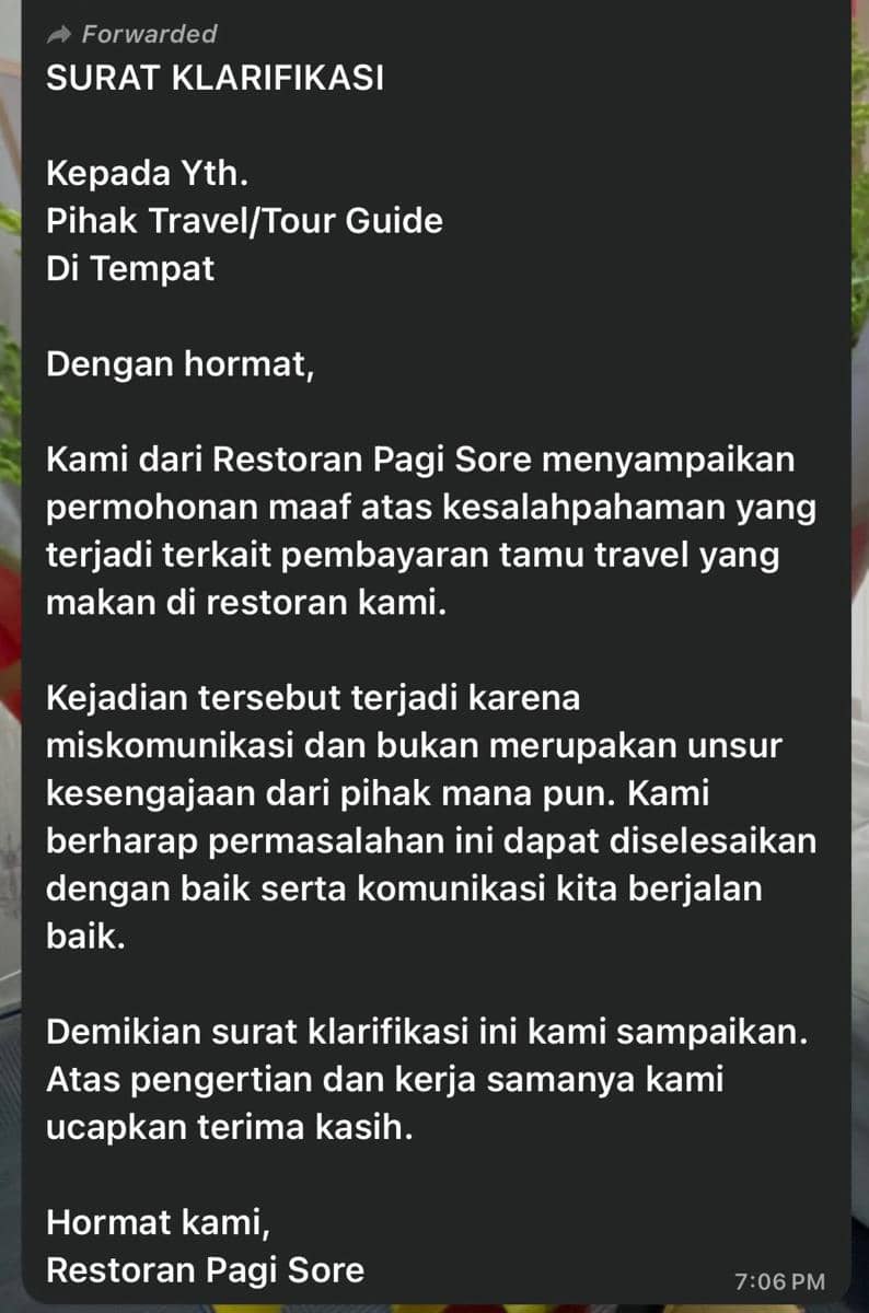 Permohonan maaf dari manajemen Pagi Sore setelah viral tudingan terhadap turis Malaysia