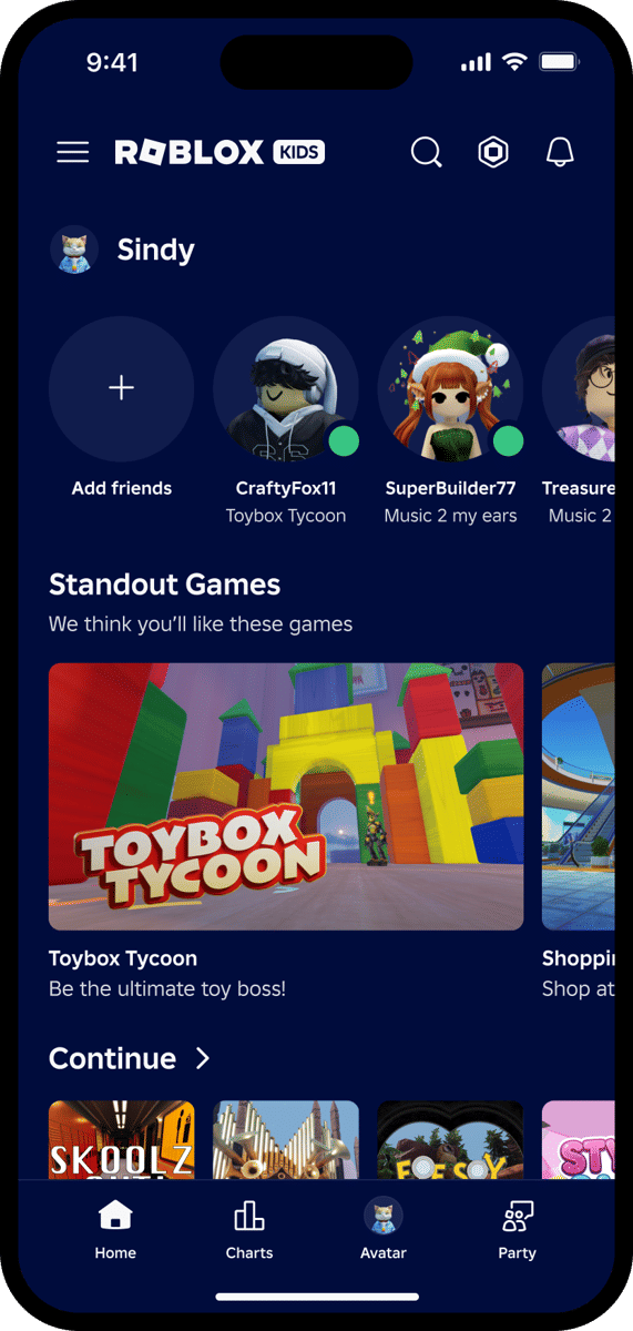 Tampilan Akun Roblox Kids